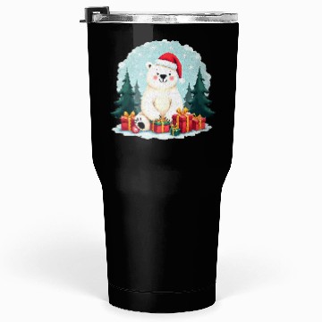 Discover Adorable Polar Bear in Santa Hat Tumblers 30 Oz