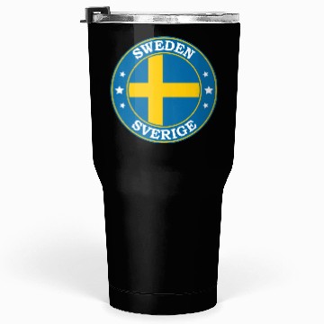 Discover Sweden Flag Round Circle Emblem Tumblers 30 Oz