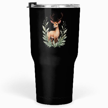 Discover Watercolor Deer in Forest Hues Tumblers 30 Oz