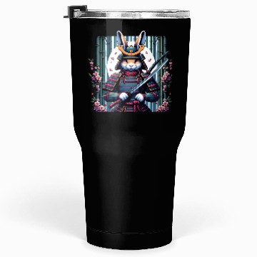Discover Samurai Rabbit with Katana and Cherry Blossoms Tumblers 30 Oz