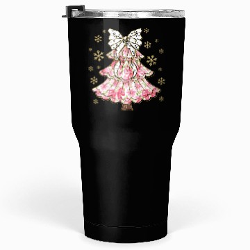 Discover Preppy Pink Coquette Bow Xmas Tree Tumblers 30 Oz