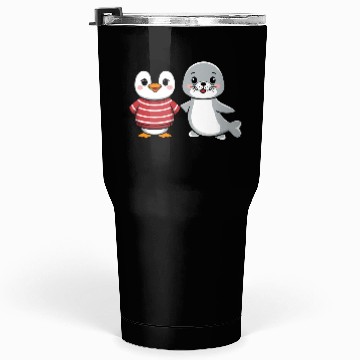 Discover Penguin and Seal Friends holding hands Tumblers 30 Oz