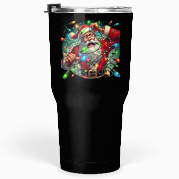 Discover Funny Christmas Santa: Tangled in Lights Tumblers 30 Oz
