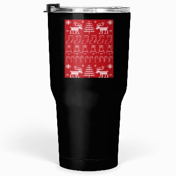 Discover Ugly Christmas Sweater Pattern on Red Background Tumblers 30 Oz