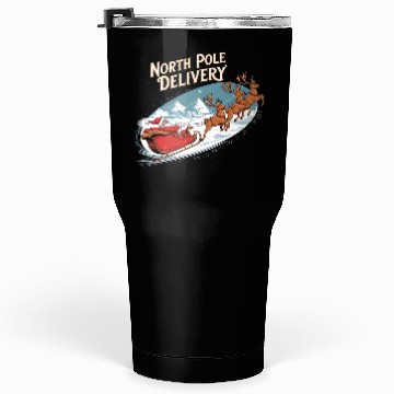 Discover North Pole Delivery with Santa and Reindeer Tumblers 30 Oz