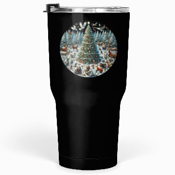 Discover Snow-Dusted Christmas Tree with Woodland Animals Tumblers 30 Oz