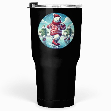 Discover Skating Polar Bear Sweater - Christmas Gifts Tumblers 30 Oz
