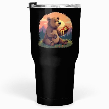 Discover Bear Eating Pizza Tumblers 30 Oz