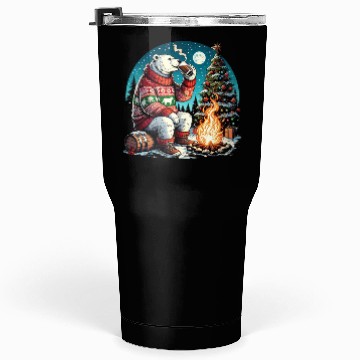 Discover Cozy Christmas Polar Bear: Eggnog & Fireside Cheer Tumblers 30 Oz