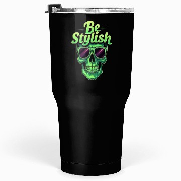 Discover Be Stylish Vibrant Green Skull with Sunglasses Tumblers 30 Oz