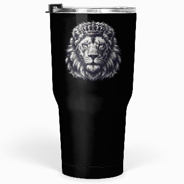 Discover Royal Lion Face with Crown Black and Grey Tumblers 30 Oz