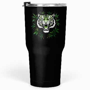 Discover Fierce Green Tiger with Bamboo Branches Tumblers 30 Oz