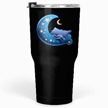 Discover Cartoon Sleep Icon Moon and Bed for Sleep Tumblers 30 Oz