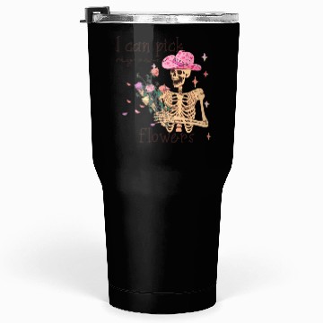 Discover Funny Cowboy Skeleton with Flowers Tumblers 30 Oz