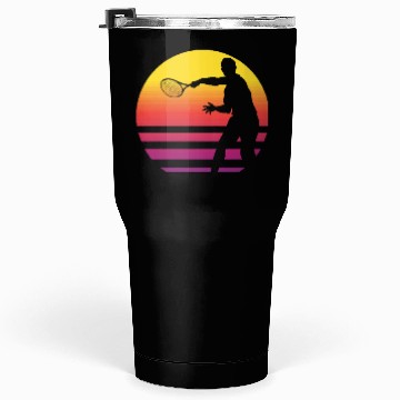 Discover Retro Sunset Tennis Enthusiast Graphic Tumblers 30 Oz