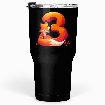 Discover Creative Fox and Number 3 Kids Design Tumblers 30 Oz