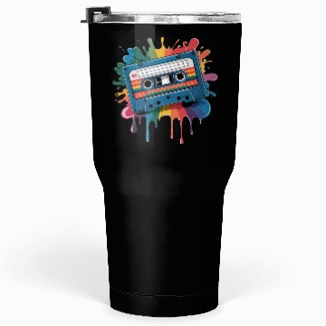 Discover 80s Retro Cassette Splash Classic Cassette Tape Tumblers 30 Oz