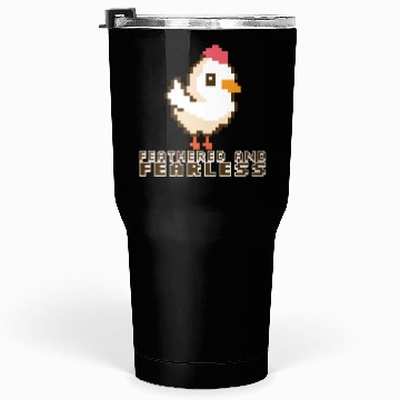 Discover Feathered and Fearless: Bold 8-Bit Chicken Tumblers 30 Oz