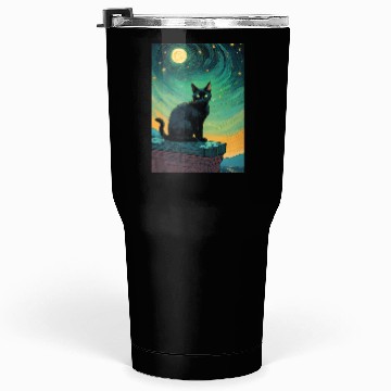 Discover Cat painting red black cat Tumblers 30 Oz