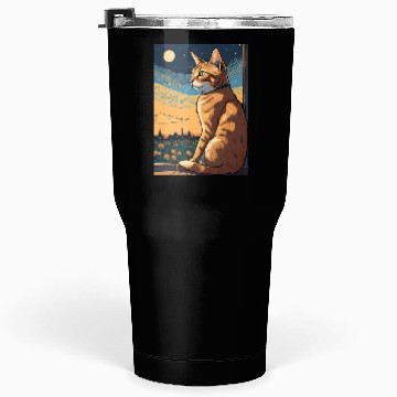 Discover Cat painting red black cat Tumblers 30 Oz