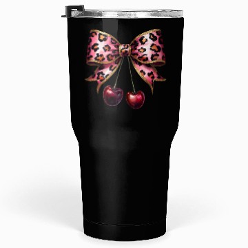 Discover Leopard stylish Print Bow with Cherries Tumblers 30 Oz