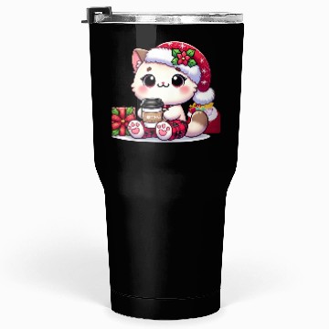 Discover A Cute Kawaii Cat Drinking Coffee Tumblers 30 Oz