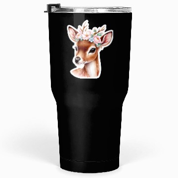 Discover deer with flower Tumblers 30 Oz