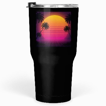 Discover Retro Sunset with Palm Trees Tumblers 30 Oz