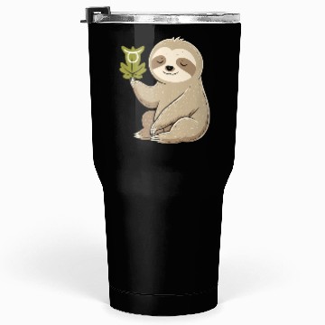 Discover Taurus Zodiac Sloth with Leaf Symbol Serenity Tumblers 30 Oz