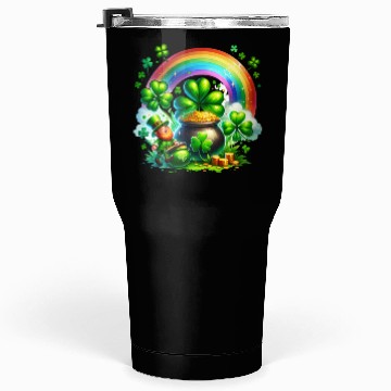 Discover St. Patrick's Day Shamrock Pot Gold Rainbow Tumblers 30 Oz