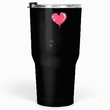 Discover Cat Holding a Heart-Shaped Balloon Tumblers 30 Oz