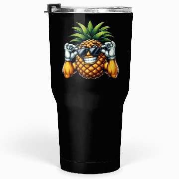 Discover Strong Pineapple with Sunglasses Cartoon Tumblers 30 Oz