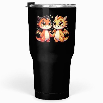 Discover Two Cute Dragon Friends Holding Hands Tumblers 30 Oz