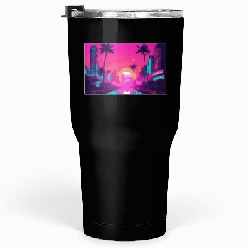 Discover Neon Paradise Vaporwave Sunset Vibes Tumblers 30 Oz