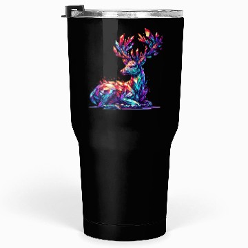 Discover Vibrant Geometric Stag Artwork with Crystals Tumblers 30 Oz