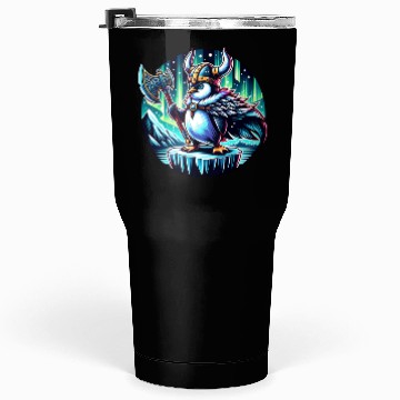 Discover Viking Penguin with Axe Under Northern Lights Tumblers 30 Oz