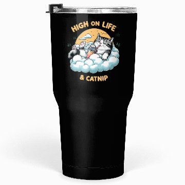 Discover High on Life & Catnip - Floating Cat Art Tumblers 30 Oz