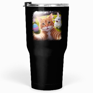 Discover Cute Easter Selfie Cat Bunny Spring Tumblers 30 Oz For Kids
