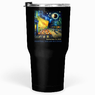 Discover Partial Solar Eclipse Night Scene Art September Tumblers 30 Oz