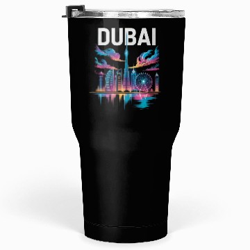 Discover Dubai Skyline Neon Art Tumblers 30 Oz