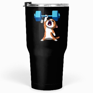 Discover Workout Strength! Tiny Warrior Cat Huge Muscles. Tumblers 30 Oz