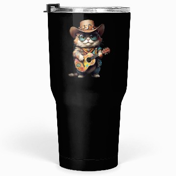 Discover Festival Cat with Patterned Guitar Tumblers 30 Oz