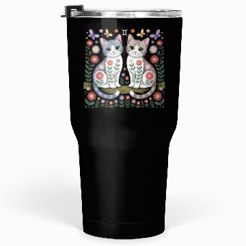 Discover Gemini Zodiac Twin Cats Art Tumblers 30 Oz