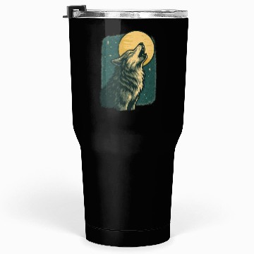Discover Lone wolf howl at the moon Tumblers 30 Oz