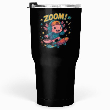 Discover Skater Axolotl in Space Tumblers 30 Oz