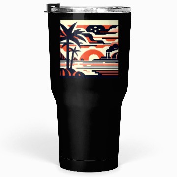 Discover Twilight Palm & Factory Scene Tumblers 30 Oz