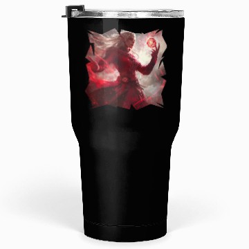 Discover Mystical Fire Elf Holding Glowing Spell Orb Art Tumblers 30 Oz