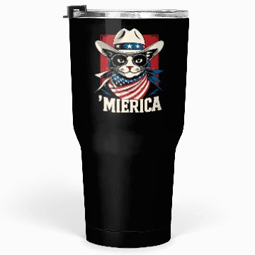 Discover Funny Patriotic USA Pride 'Merica Cat Lovers Tumblers 30 Oz