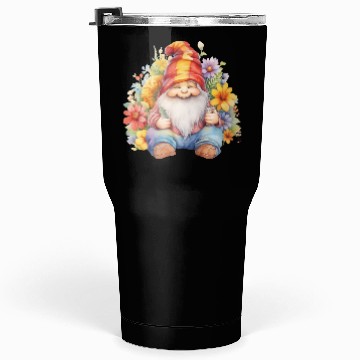 Discover Red Hat Gnome with Flowers Tumblers 30 Oz