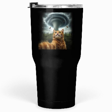 Discover Funny Tornado Cat Selfie Flying Cow Meme Tumblers 30 Oz